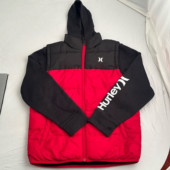 Hurley 2Fer red and black full zip hooded jacket